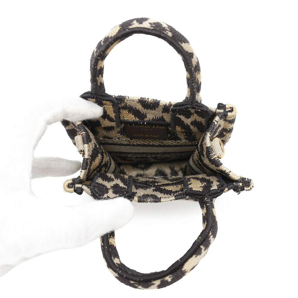 Christian Dior Handbag Book Tote Leopard Shoulder Bag - Picture 6 of 12
